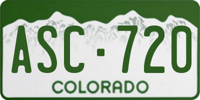 CO license plate ASC720