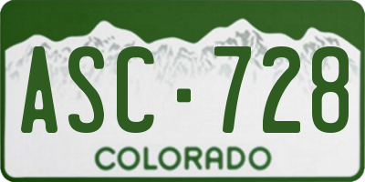 CO license plate ASC728