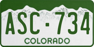 CO license plate ASC734