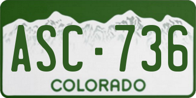 CO license plate ASC736