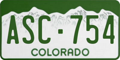 CO license plate ASC754