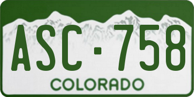 CO license plate ASC758