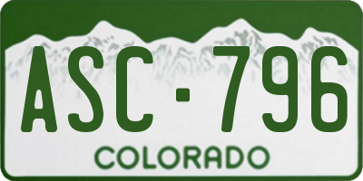 CO license plate ASC796