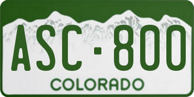 CO license plate ASC800