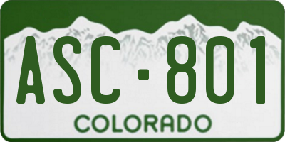 CO license plate ASC801