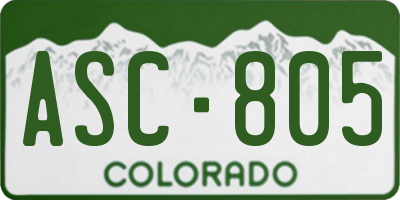 CO license plate ASC805