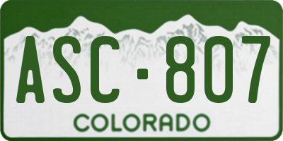 CO license plate ASC807