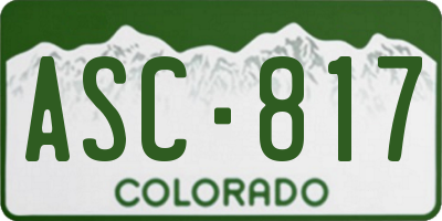 CO license plate ASC817