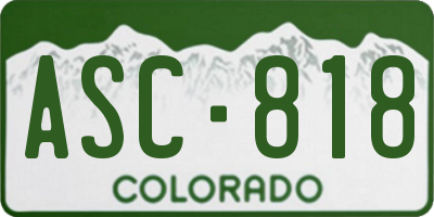 CO license plate ASC818