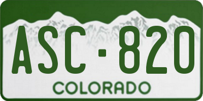 CO license plate ASC820