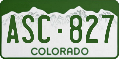 CO license plate ASC827