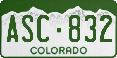 CO license plate ASC832