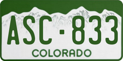 CO license plate ASC833