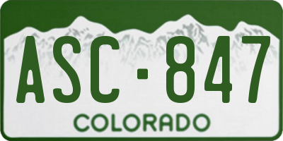 CO license plate ASC847