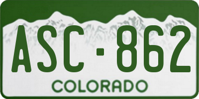 CO license plate ASC862