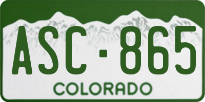 CO license plate ASC865