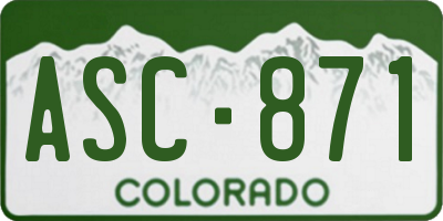 CO license plate ASC871