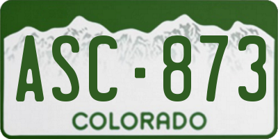 CO license plate ASC873