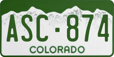 CO license plate ASC874
