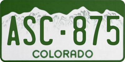 CO license plate ASC875