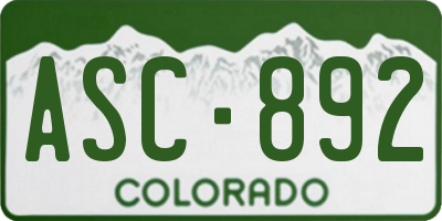 CO license plate ASC892