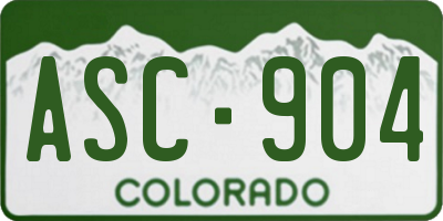 CO license plate ASC904