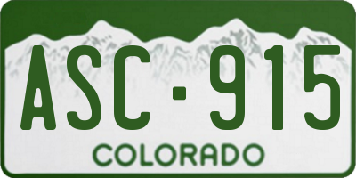 CO license plate ASC915