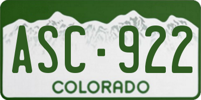 CO license plate ASC922
