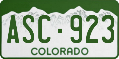 CO license plate ASC923
