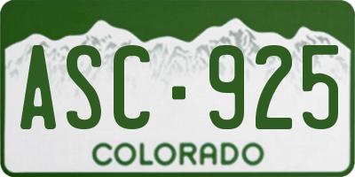 CO license plate ASC925