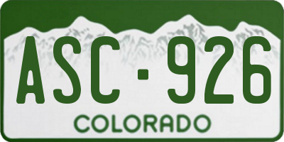 CO license plate ASC926