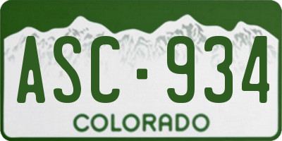CO license plate ASC934