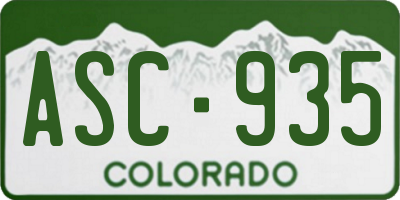 CO license plate ASC935