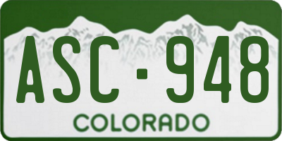CO license plate ASC948