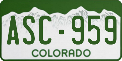 CO license plate ASC959