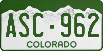 CO license plate ASC962