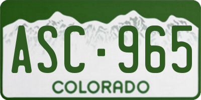 CO license plate ASC965