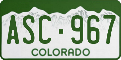 CO license plate ASC967