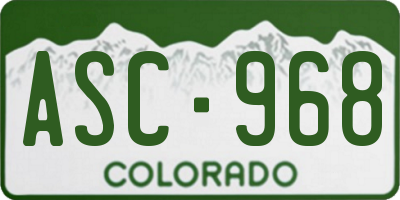 CO license plate ASC968