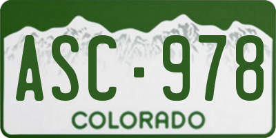CO license plate ASC978