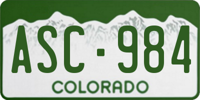 CO license plate ASC984