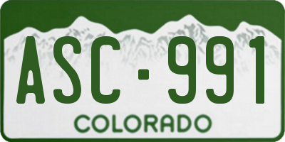 CO license plate ASC991