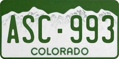 CO license plate ASC993