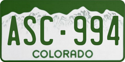 CO license plate ASC994