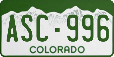 CO license plate ASC996