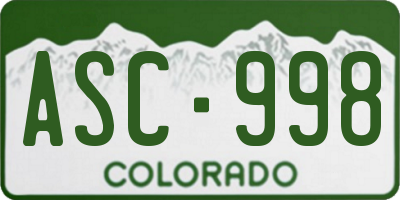 CO license plate ASC998