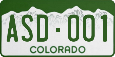 CO license plate ASD001