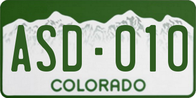 CO license plate ASD010