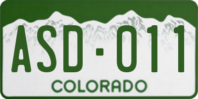 CO license plate ASD011