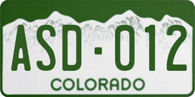 CO license plate ASD012